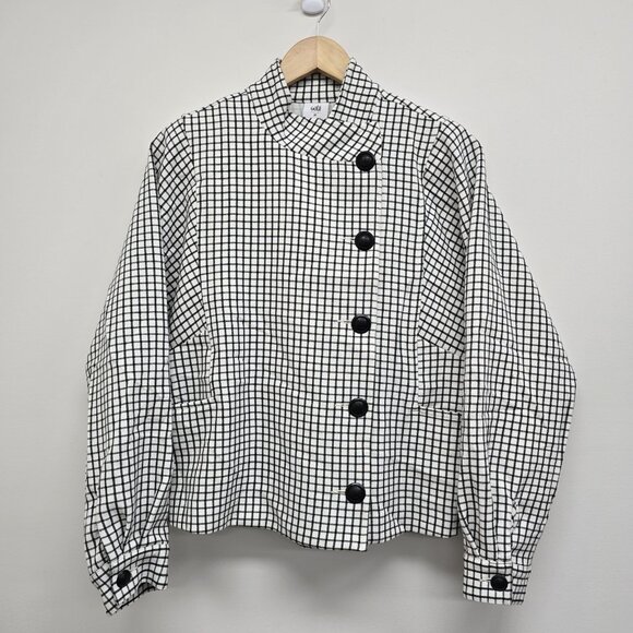 Cabi Blazer Jacket Women's Medium Black White Windowpane Dolman Sleeve Pockets - Picture 1 of 9